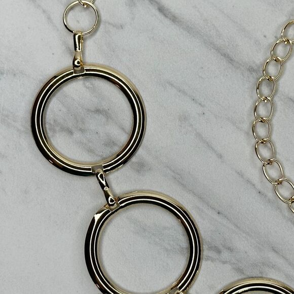 Womens Gold Tone Hoop Chain Link Belt Y2K Festival Wide One Size (OS) ✨ - Picture 8 of 12